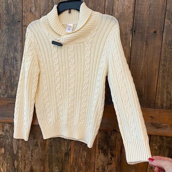 Gymboree Girls Sz 7-8 Beige Chunky Knit Collar Cape Cod Long Sleeve Sweater - Picture 2 of 6